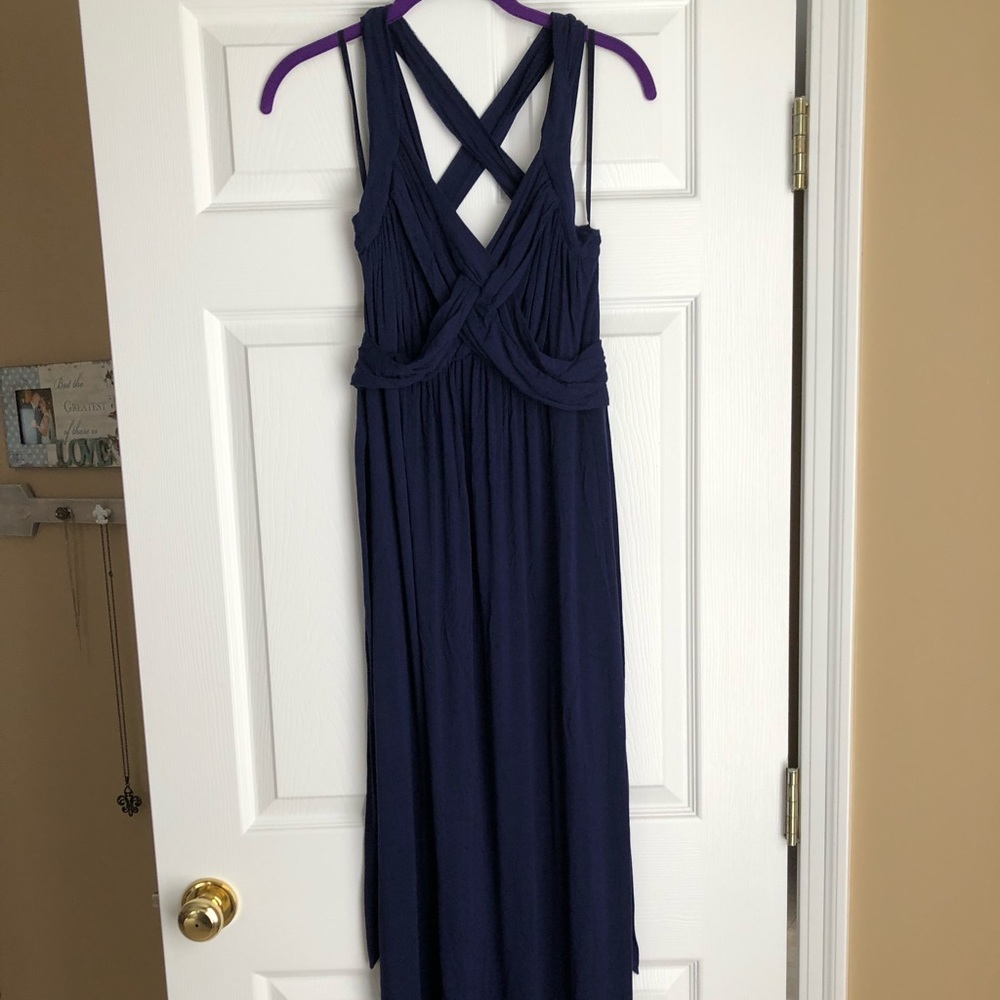 Navy maxi maternity dress